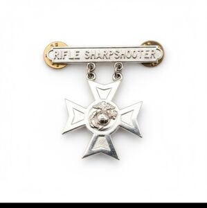 EUC Vintage Stamped Sterling Silver 1960s Rifle Sharpshooter USMC Badge Pin!